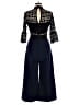Self-Portrait 100% Polyester Black Teal Jumpsuit Size 8 - photo 2