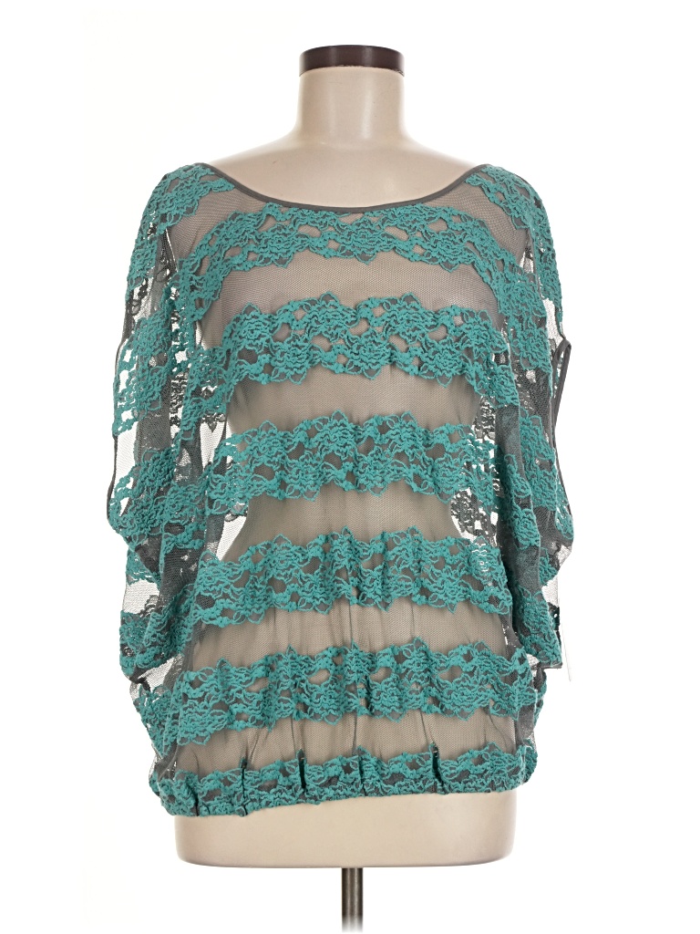 Pre-owned Free People 3/4 Sleeve Blouse In Teal