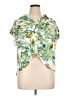 Rose + Olive 100% Rayon Tropical Green Short Sleeve Blouse Size XL - photo 1