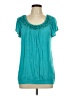 Elle Teal Short Sleeve Blouse Size L - photo 1