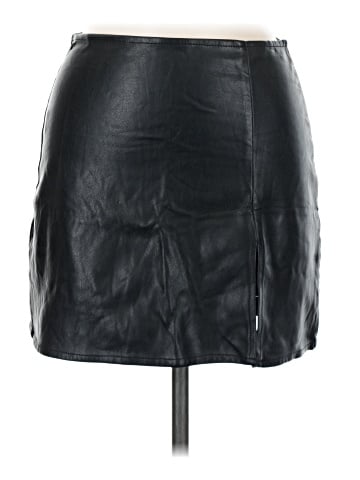 Olivaceous Faux Leather Skirt (view 1)
