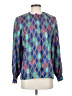 Casual Corner Argyle Blue Long Sleeve Blouse Size 4 - photo 1