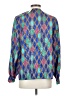Casual Corner Argyle Blue Long Sleeve Blouse Size 4 - photo 2