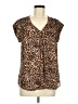 Daniel Rainn 100% Polyester Animal Print Brown Short Sleeve Blouse Size M - photo 1