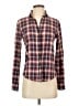 Massimo Dutti Plaid Burgundy Long Sleeve Button-Down Shirt Size 4 - photo 1