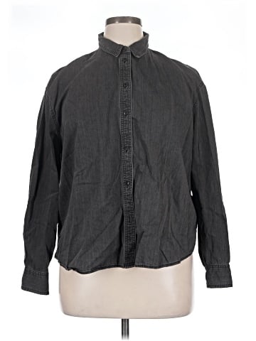 Madewell Denim Oversized Ex-Boyfriend Shirt in Lunar Wash (view 1)