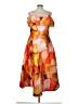 eShakti 100% Polyester Print Orange Gold Cocktail Dress Size 12 - photo 2