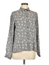 Atmosphere 100% Polyester Print Gray Long Sleeve Blouse Size 8 - photo 1