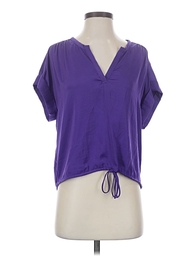 Pre-owned Bcbgmaxazria Short Sleeve Blouse In Purple