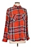 Merona 100% Rayon Plaid Orange Long Sleeve Blouse Size L - photo 1