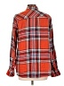 Merona 100% Rayon Plaid Orange Long Sleeve Blouse Size L - photo 2