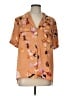 DR2 100% Polyester Floral Orange Short Sleeve Blouse Size L - photo 1