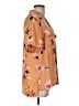 DR2 100% Polyester Floral Orange Short Sleeve Blouse Size L - photo 4