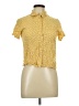Japna 100% Rayon Polka Dots Yellow Short Sleeve Blouse Size L - photo 1