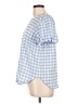 Ann Taylor Checkered-gingham Blue Short Sleeve Blouse Size L - photo 5