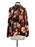 Gibson 100% Polyester Brown Long Sleeve Blouse Size S - photo 1