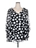 Avenue 100% Polyester Polka Dots Silver 3/4 Sleeve Blouse Size 30 - 32 Plus - photo 1