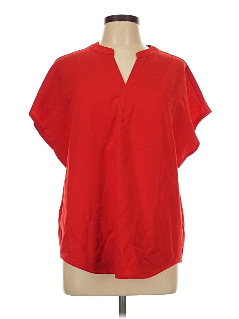 Pre-owned Fabletics Short Sleeve Blouse In Red