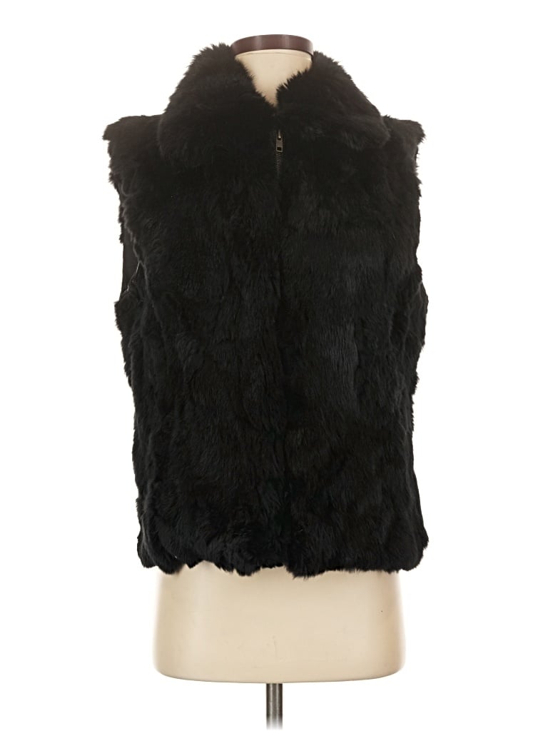Pre-owned Surell Faux Fur Vest In Black