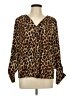 Dana Buchman 100% Polyester Animal Print Brown Long Sleeve Blouse Size 10 - photo 1