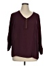 Worthington 100% Polyester Burgundy 3/4 Sleeve Blouse Size 1X - photo 1