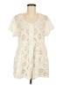 Dotti 100% Cotton Ivory Short Sleeve Blouse Size M - photo 1