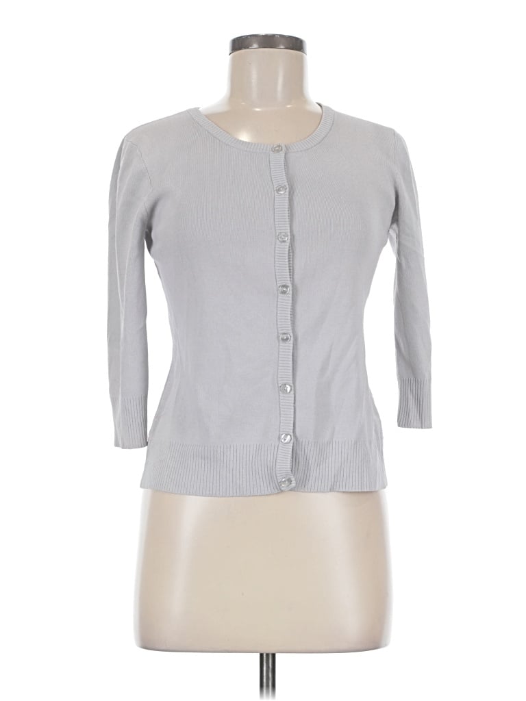 Pre-owned Cable & Gauge Cardigan Sweater In Gray