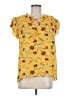 Rose + Olive 100% Polyester Yellow Short Sleeve Blouse Size M - photo 1