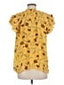 Rose + Olive 100% Polyester Yellow Short Sleeve Blouse Size M - photo 2