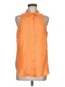 Boston Proper Orange Sleeveless Button-Down Shirt Size M - photo 1