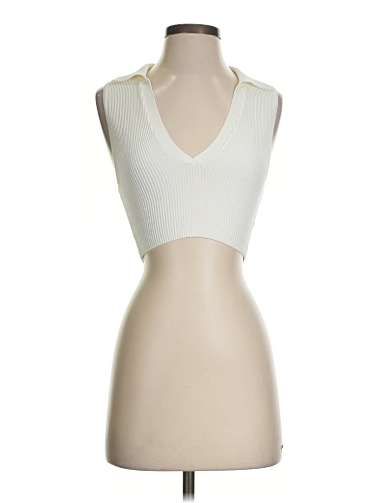 Pre-owned Babaton Sleeveless Top Ivory Halter Neckline Tops