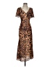 ASOS Design 100% Polyester Animal Print Brown Cocktail Dress Size 4 Petite - photo 1