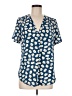 Fun2Fun 100% Polyester Floral Blue Short Sleeve Blouse Size M - photo 1