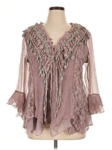 Pretty Angel 3/4 Sleeve Silk Top (view 1)