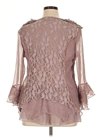 Pretty Angel 3/4 Sleeve Silk Top (view 2)