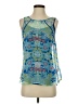 Ella Moss 100% Silk Floral Blue Sleeveless Silk Top Size XS - photo 1