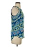 Ella Moss 100% Silk Floral Blue Sleeveless Silk Top Size XS - photo 4