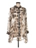 Comfy U.S.A. Animal Print Brown Long Sleeve Blouse Size M - photo 1