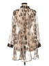 Comfy U.S.A. Animal Print Brown Long Sleeve Blouse Size M - photo 2