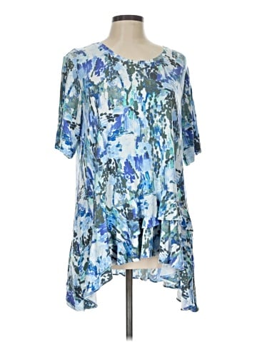 LOGO by Lori Goldstein Short Sleeve Blouse (view 1)