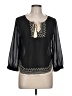 Monteau 100% Polyester Black 3/4 Sleeve Blouse Size L - photo 1
