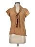 St. John 100% Silk Tan Short Sleeve Silk Top Size 6 - photo 1