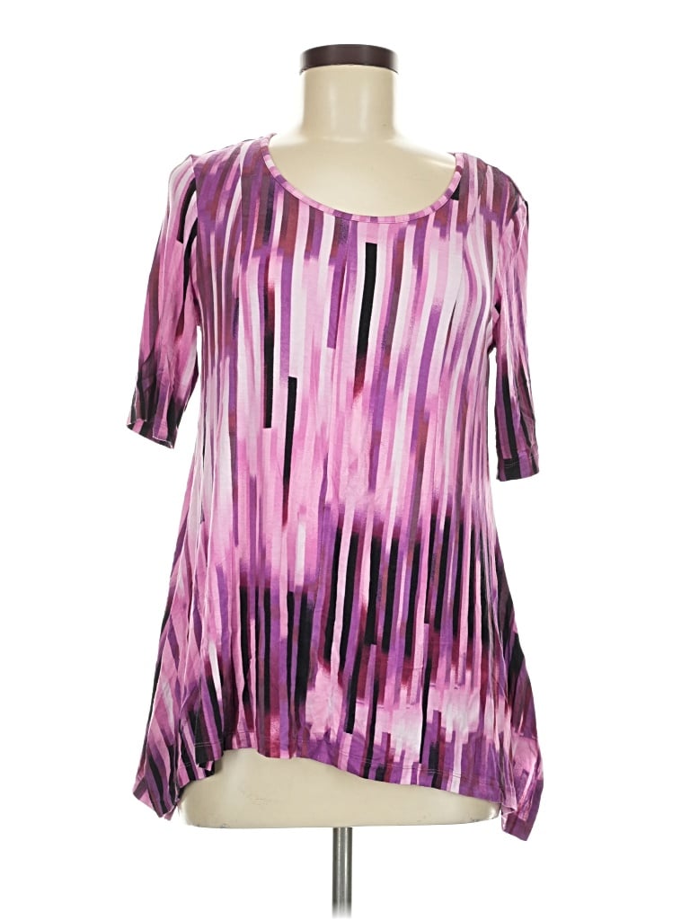 Pre-owned Dana Buchman Short Sleeve Blouse In Purple