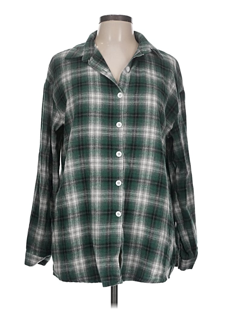 Pre-owned Unbranded Long Sleeve Button Down Shirt In Green