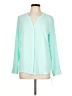 Apt. 9 100% Polyester Color Block Teal Long Sleeve Blouse Size L - photo 1