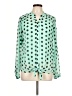 Worthington 100% Polyester Polka Dots Green Long Sleeve Blouse Size L - photo 1