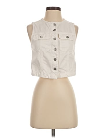 Madewell Cropped Vest in Tile White: Airy Denim Edition (view 1)