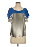 Joie 100% Silk Stripes Multi Color Blue Short Sleeve Top Size XS - photo 1