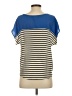 Joie 100% Silk Stripes Multi Color Blue Short Sleeve Top Size XS - photo 2
