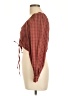 Levi's 100% Cotton Plaid Burgundy Brown 3/4 Sleeve Blouse Size L - photo 5